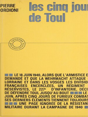 cover image of Les cinq jours de Toul